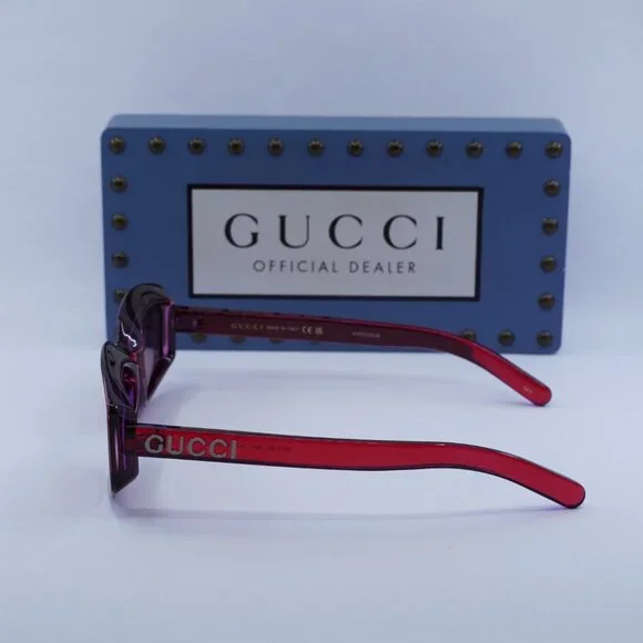 Gucci GG1719S 004 Sunglasses Transparent Red Geometric Frame Gucci GG1719S 004 Sunglasses Transparent Red Geometric Frame main image 3